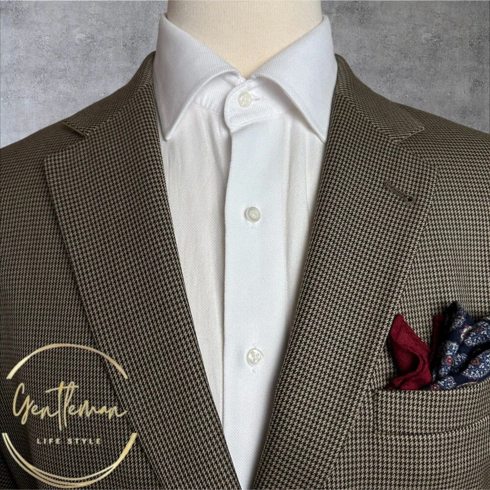 JOS A BANK Men's Blazer Sport Coat 2-Button Suit Jacket 44L Brown/Tan Wool